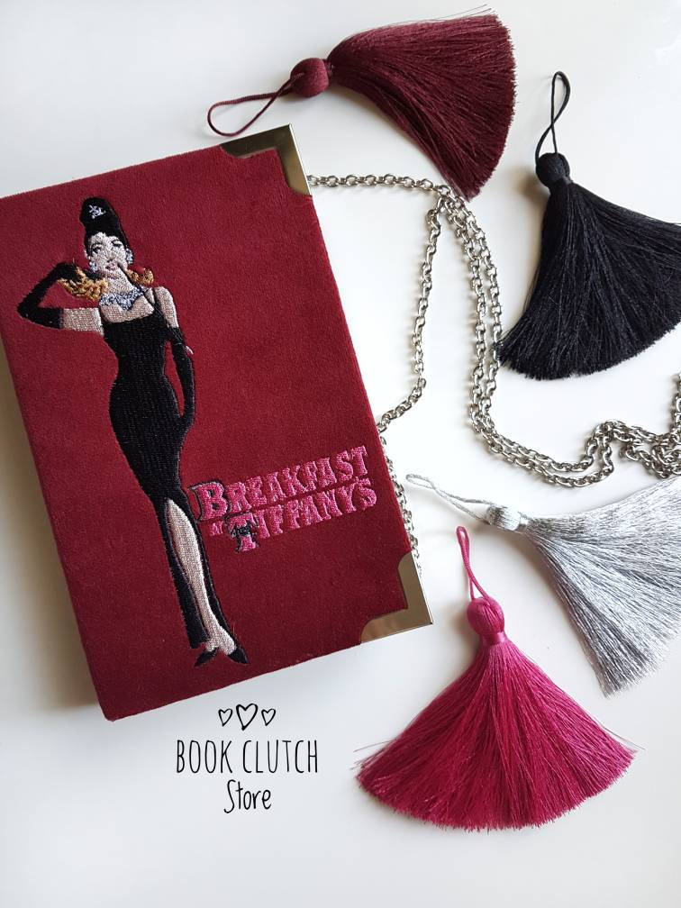 Book clutch - BREAKFAST AT TIFFANY'S - Dark red version