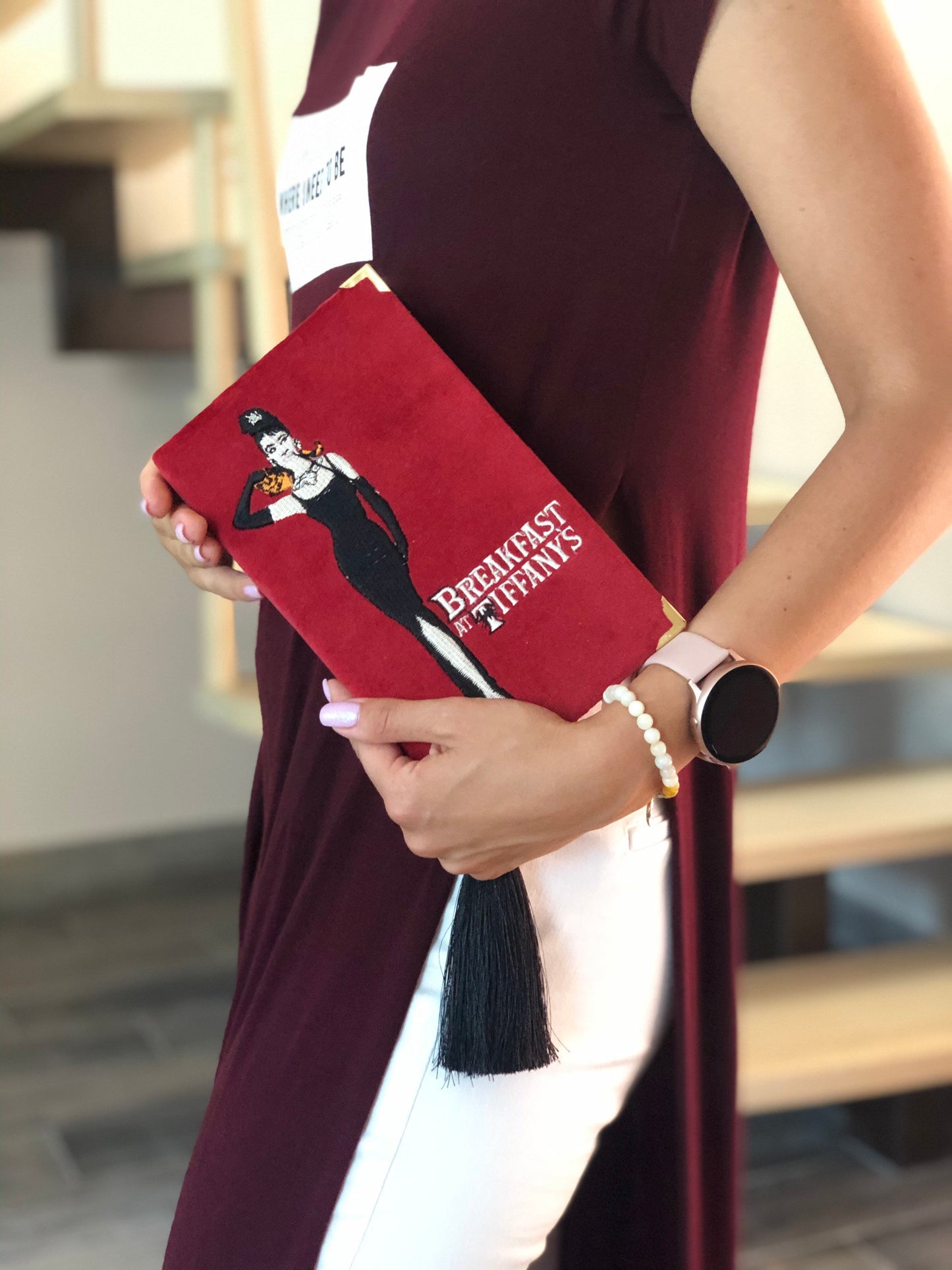 Book clutch - BREAKFAST AT TIFFANY'S - Dark red version