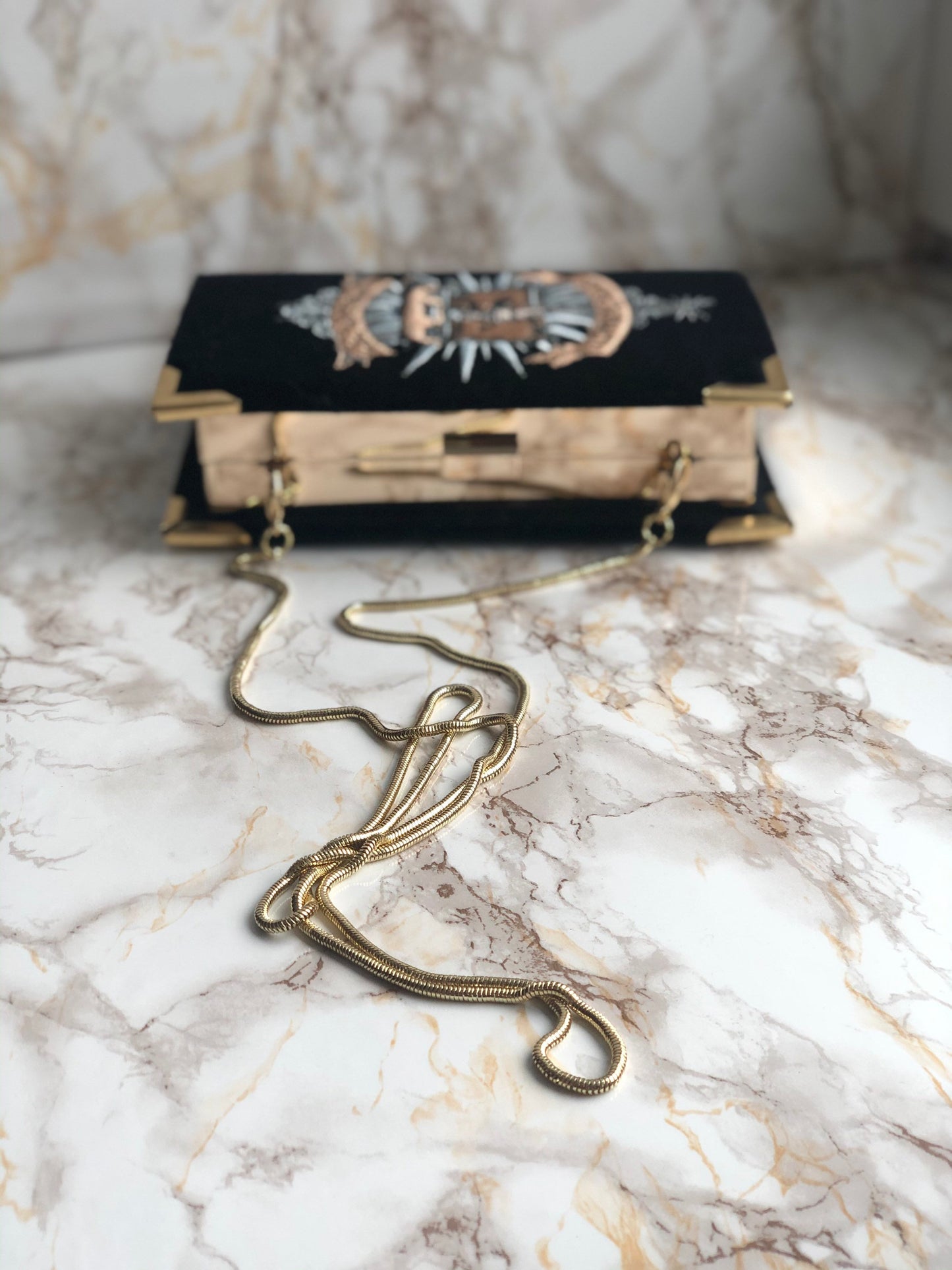Book clutch handbag - Fantastic Beasts - Black embroidered velvet