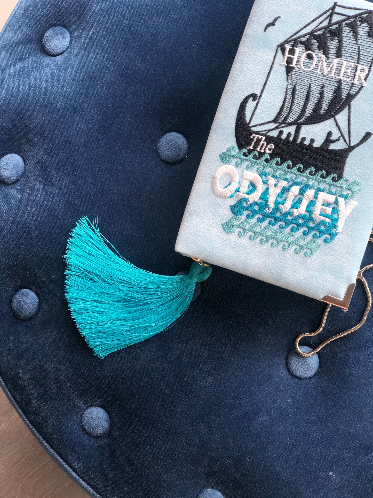 Embroidered Book clutch ODYSSEY purse, handmade velvet silk hand bag, women accessories bookworm gift womens bag