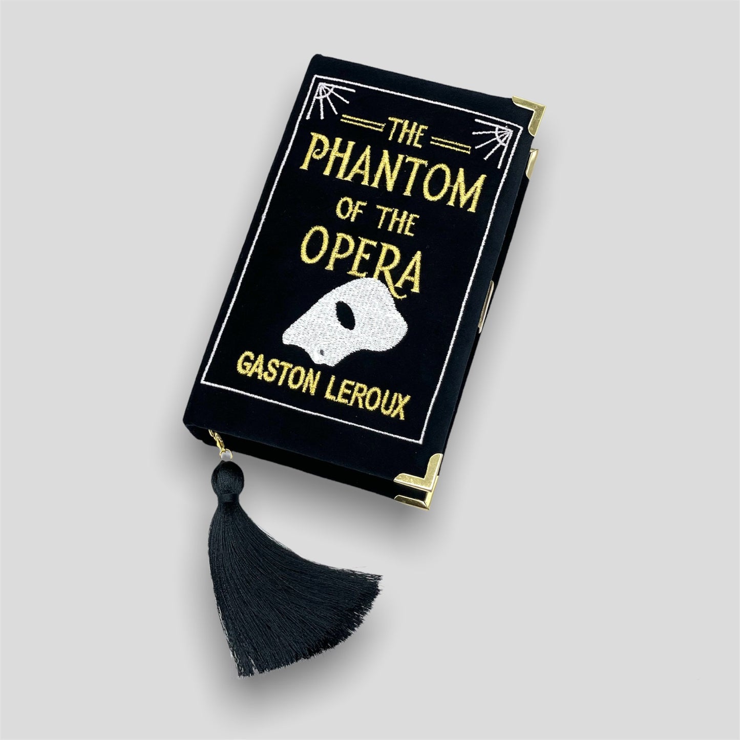 Embroidered book clutch, pink novelty bag, crossbody purse Phantom of the Opera