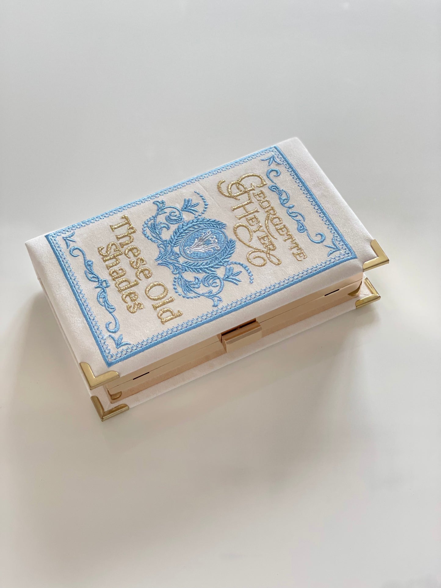 Ivory white wedding clutch book with personalized design