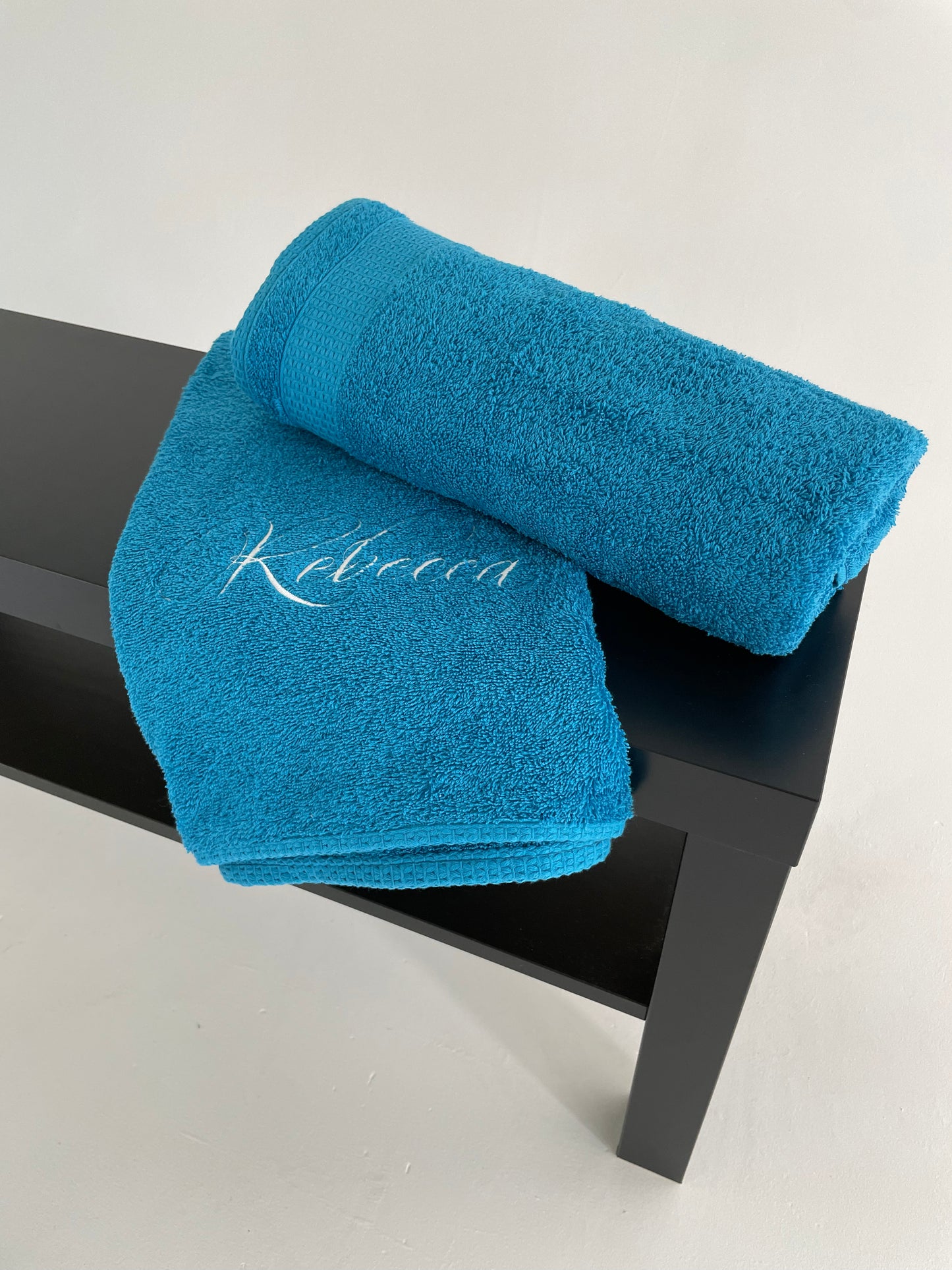 Bath towel set with custom name