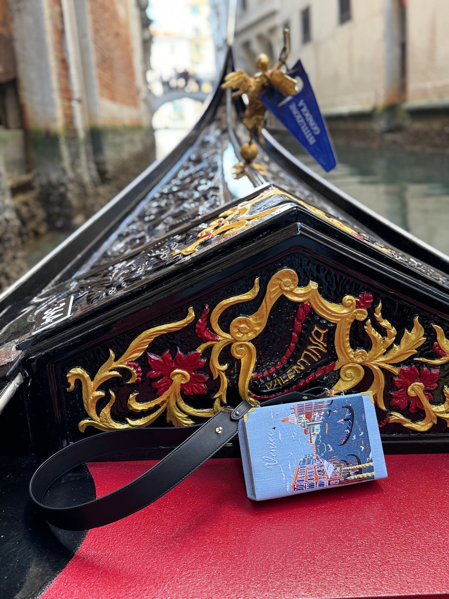 Embroidered Clutch - Venice - blue purse