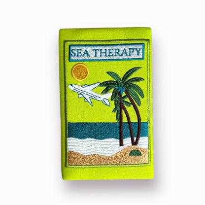 Embroidered Clutch - Sea Therapy - line green purse