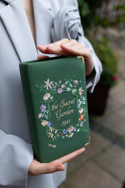 Embroidered Clutch - The Secret Garden - green purse