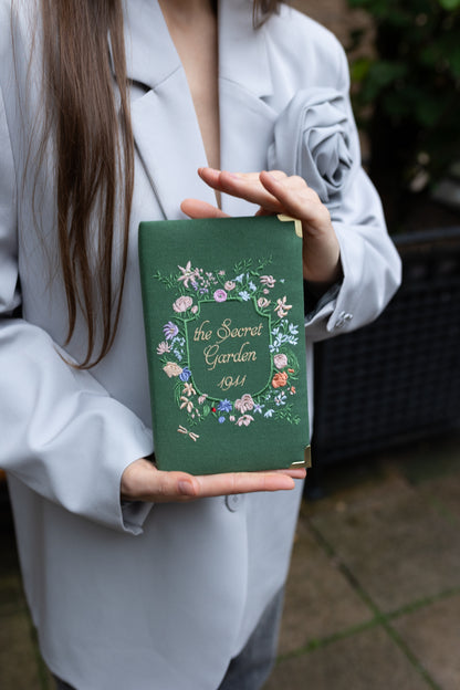 Embroidered Clutch - The Secret Garden - green purse