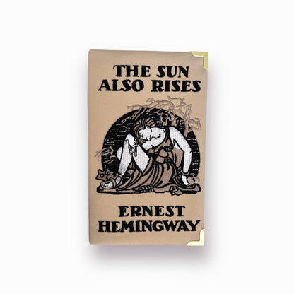 Embroidered book clutch - The Sun Also Rises - beige purse