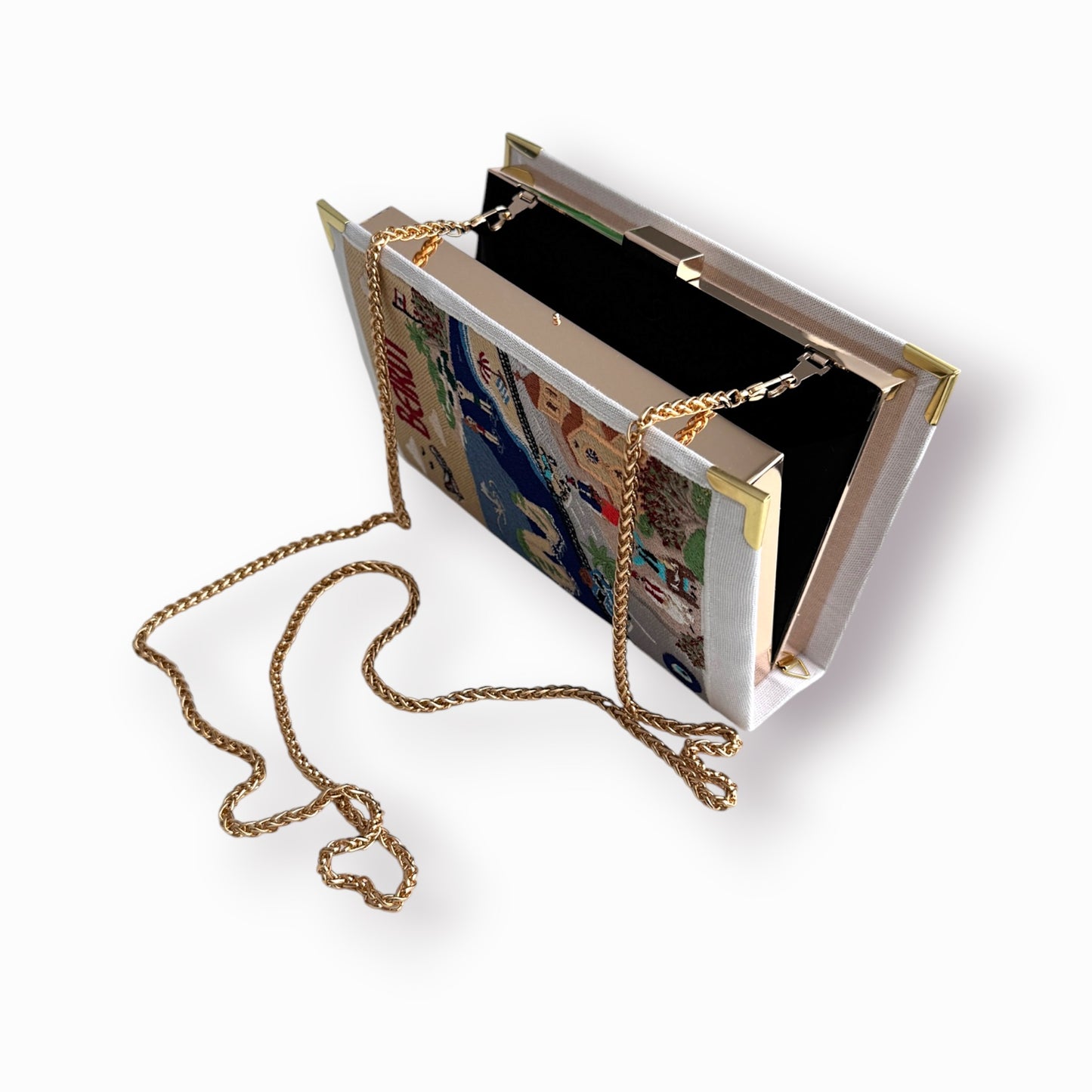 Embroidered book clutch - Beirut - Lebanon - white purse