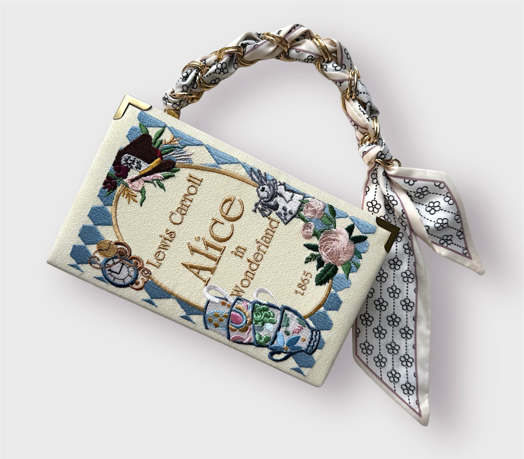 Book Clutch - Alice in Wonderland - with short handle