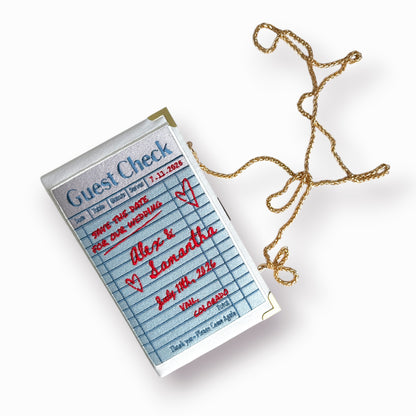 Embroidered book clutch - Love Letter - blue purse