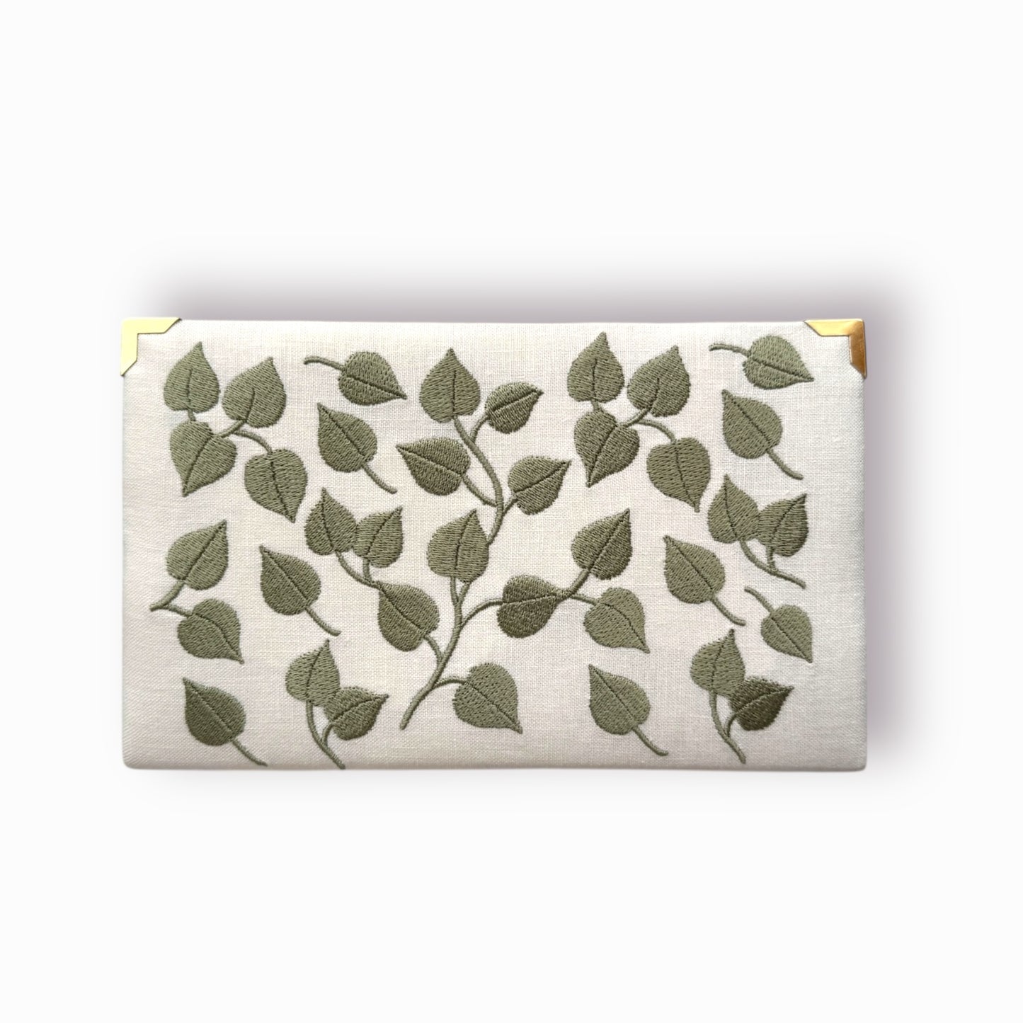 Embroidered Clutch - Botanical Muse - ivory purse