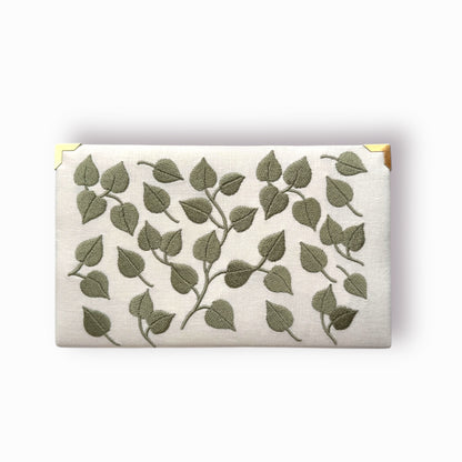 Embroidered Clutch - Botanical Muse - ivory purse