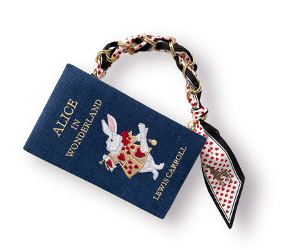 Embroidered clutch - Alice in Wonderland - white purse