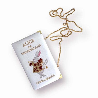 Embroidered clutch - Alice in Wonderland - white purse