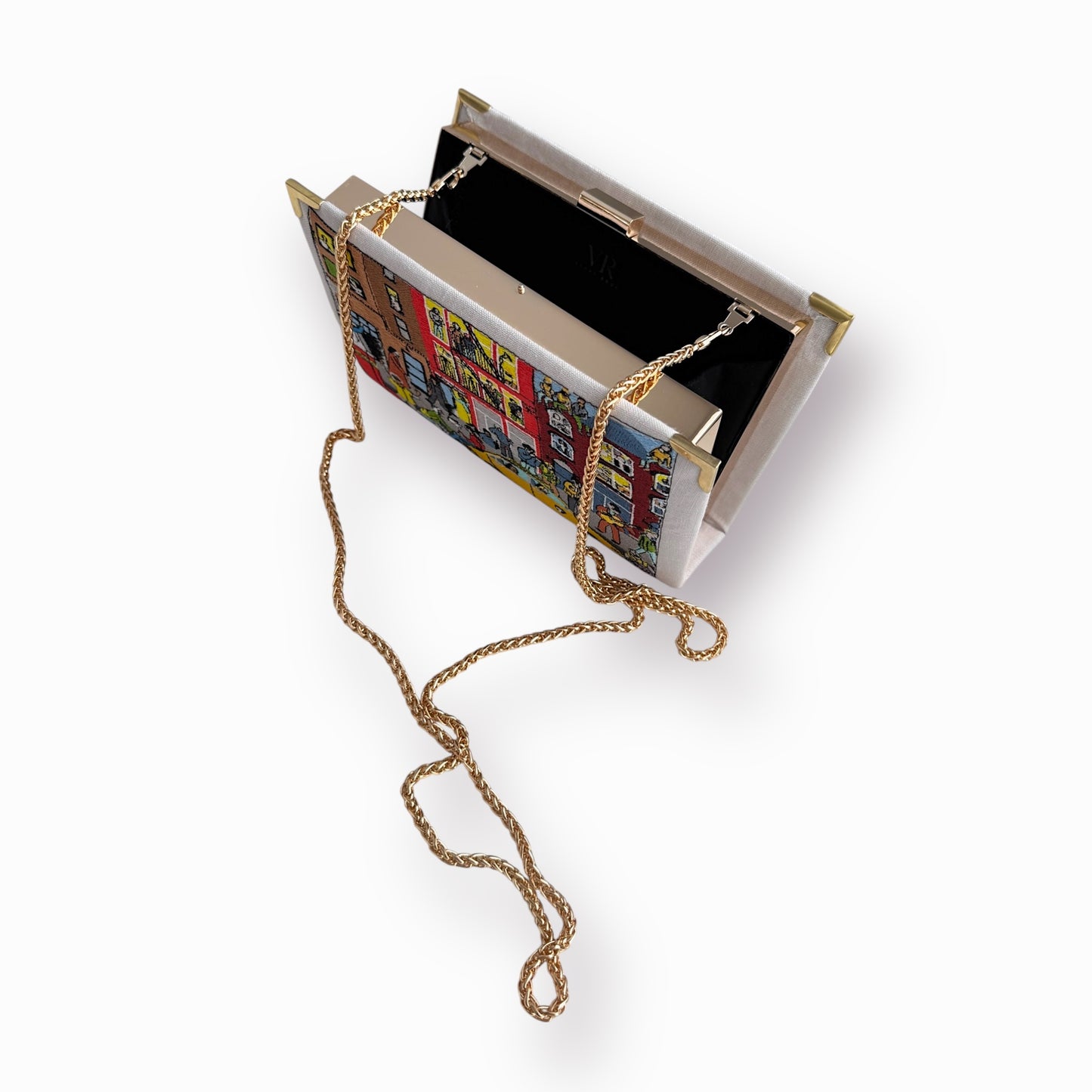 Embroidered Clutch - New York - light grey purse