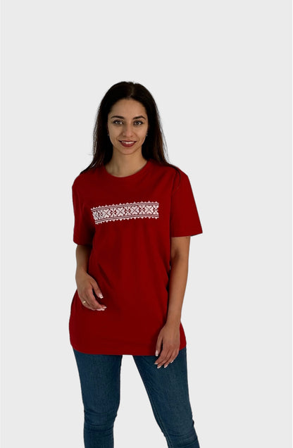 Embroidered T-shirt "Latvian ornament"