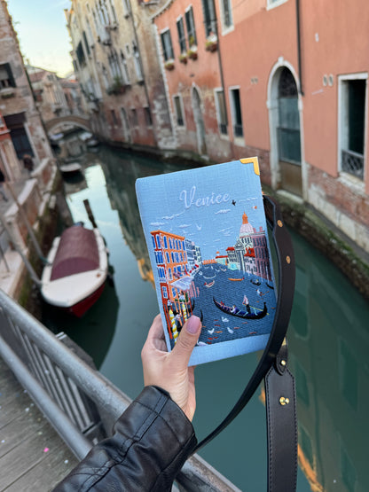 Embroidered Clutch - Venice - blue purse