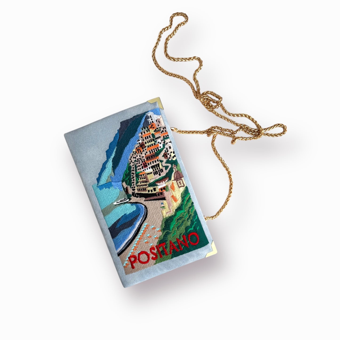 Embroidered Clutch - Positano - blue purse
