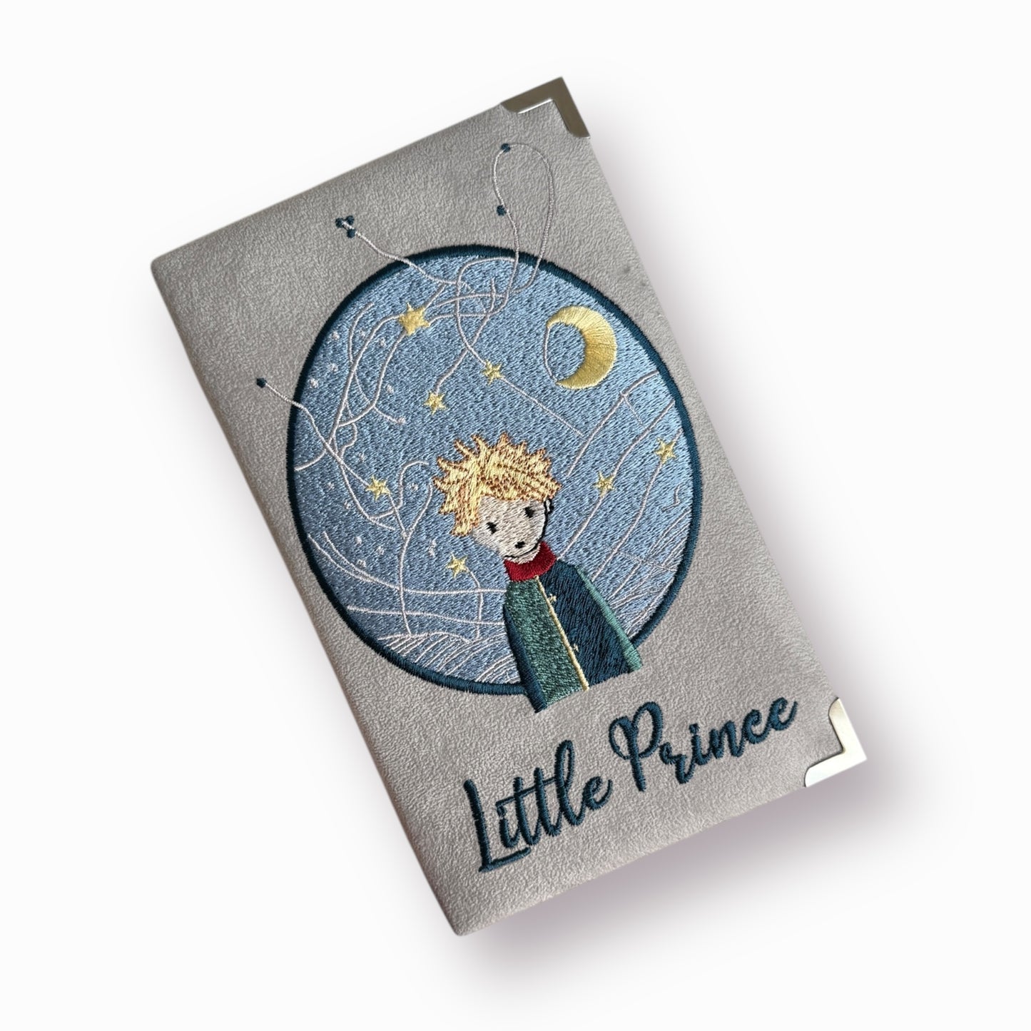 Embroidered Clutch - Little Prince - grey purse