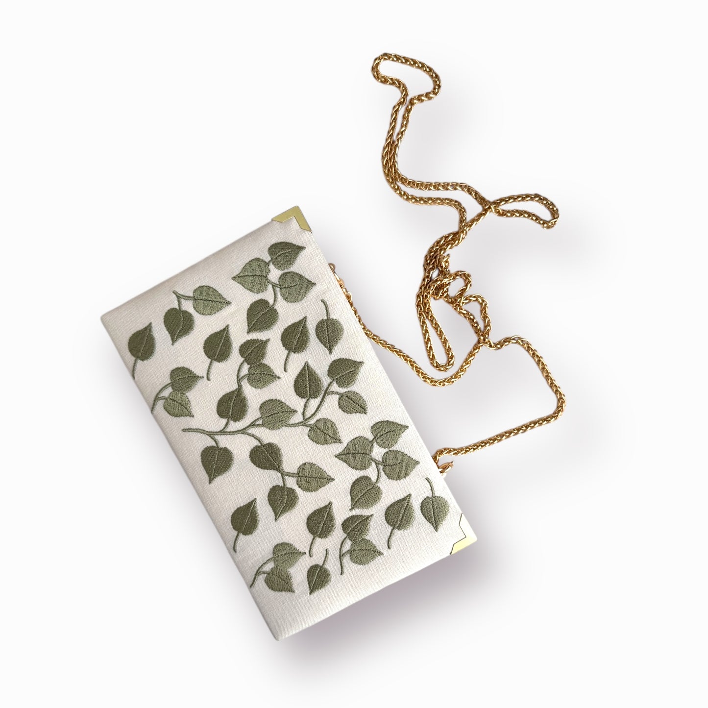 Embroidered Clutch - Botanical Muse - ivory purse