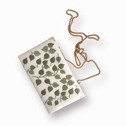 Embroidered Clutch - Botanical Muse - ivory purse