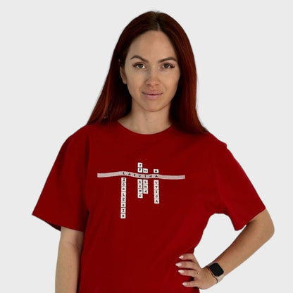 Embroidered T-shirt "Latvian crossword"