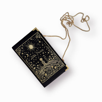 Embroidered Clutch - Little Prince - black velvet purse