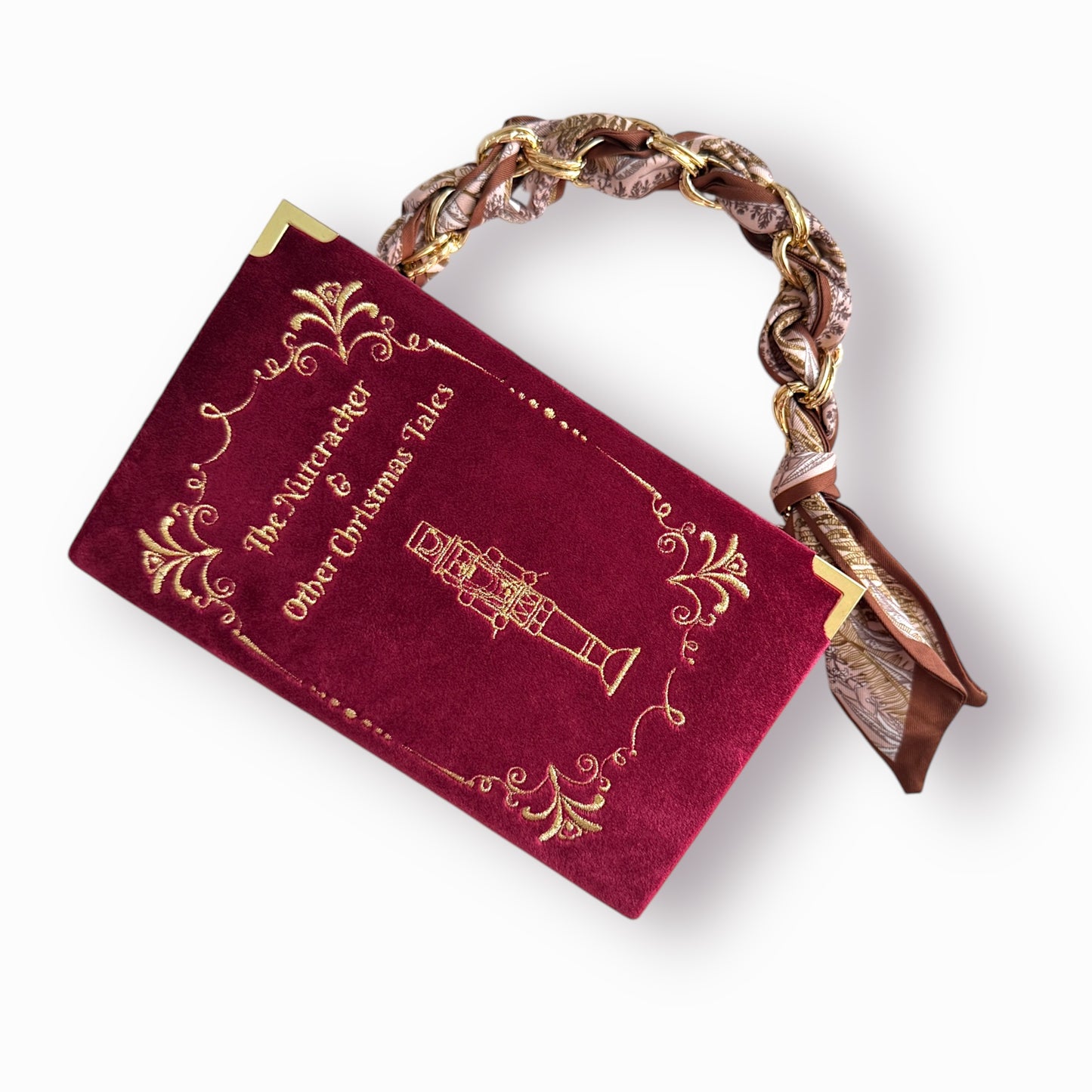 Embroidered Clutch - The Nutcracker & other Christmas Tales - burgundy purse