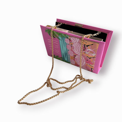 Embroidered book clutch - Palm Beach - pink purse