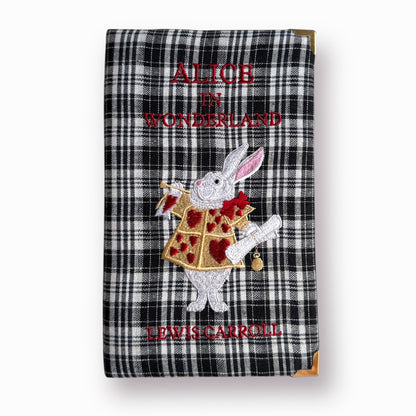Embroidered Clutch - Alice in Wonderland - black and white purse