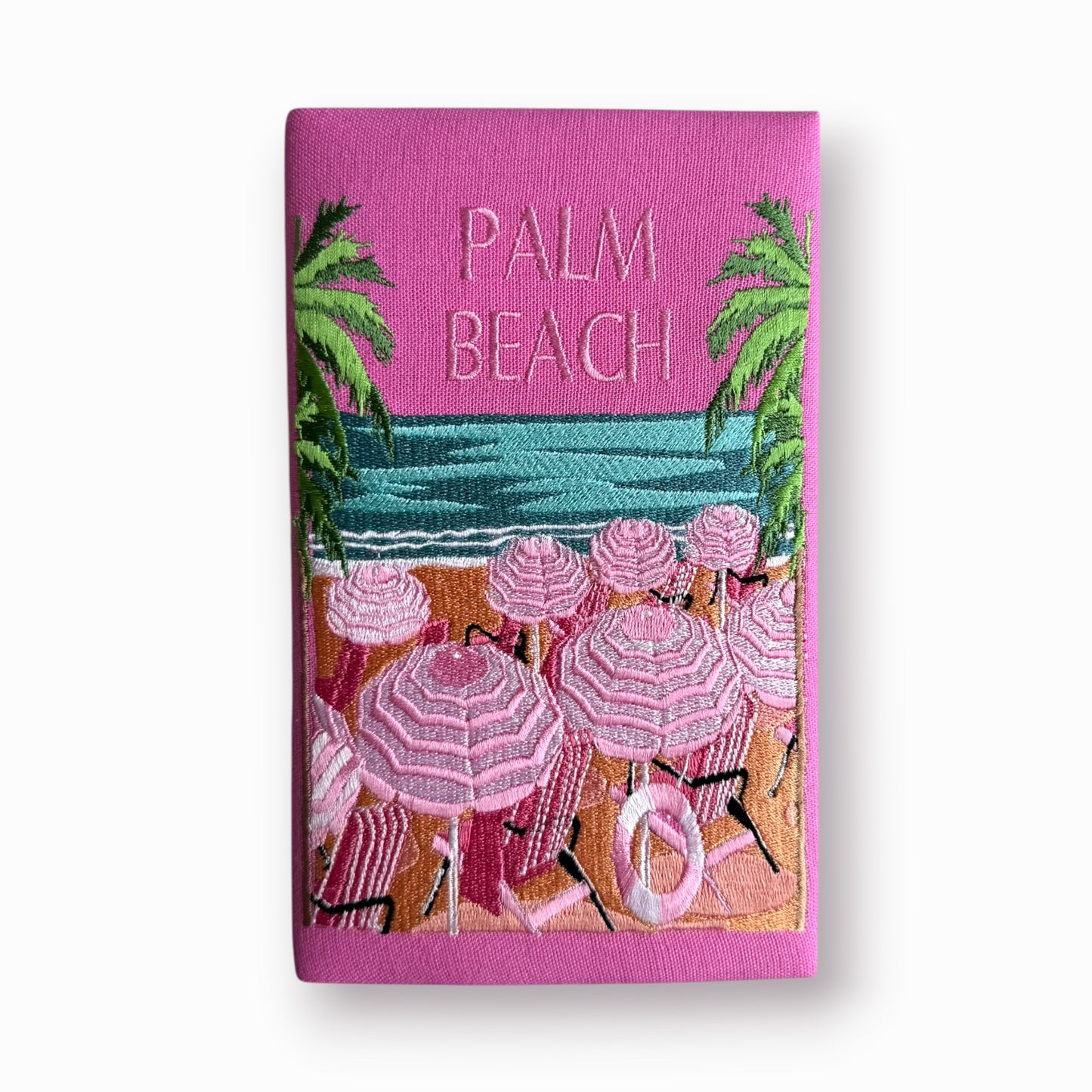 Embroidered book clutch - Palm Beach - pink purse