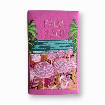 Embroidered book clutch - Palm Beach - pink purse