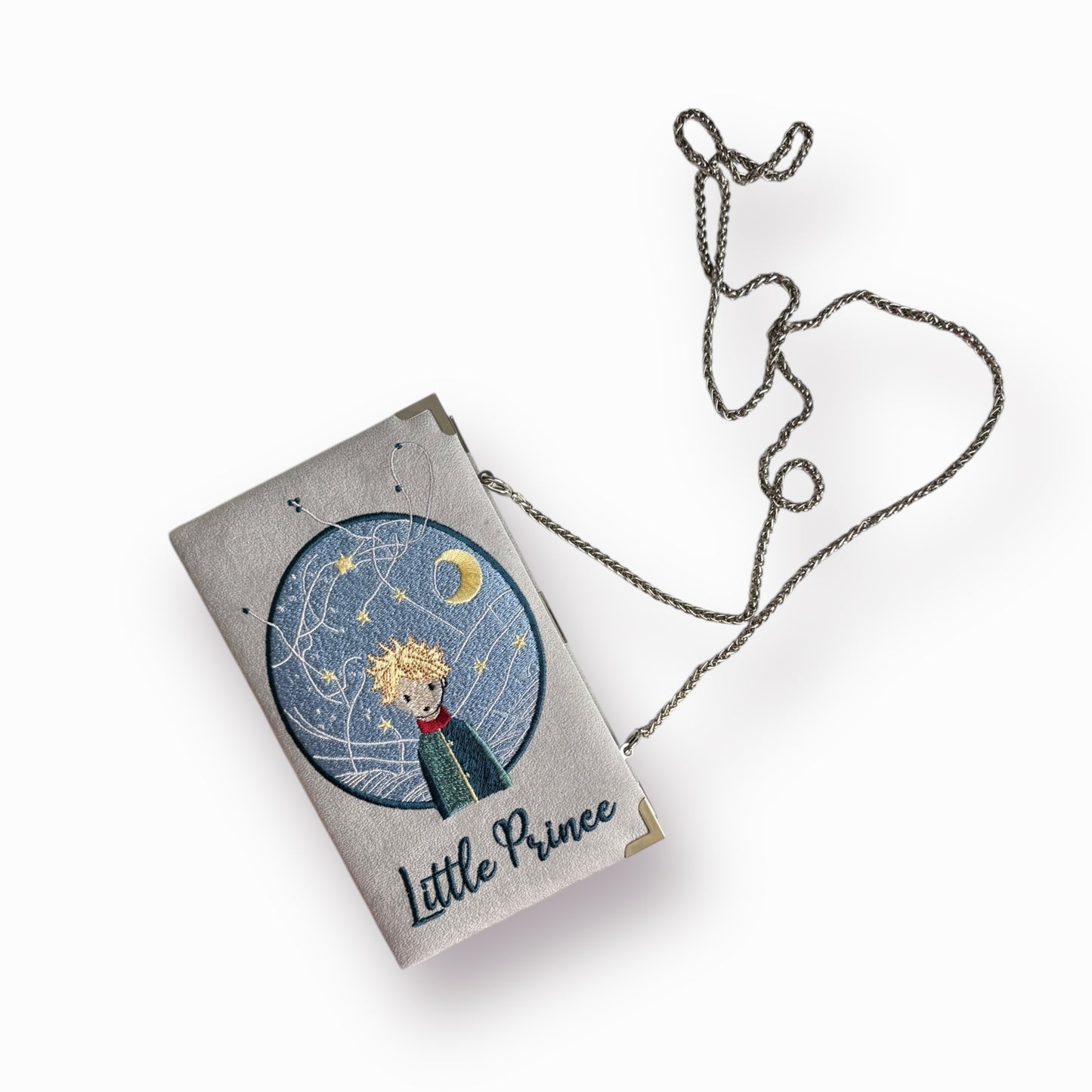 Embroidered Clutch - Little Prince - grey purse