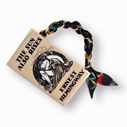 Embroidered book clutch - The Sun Also Rises - beige purse