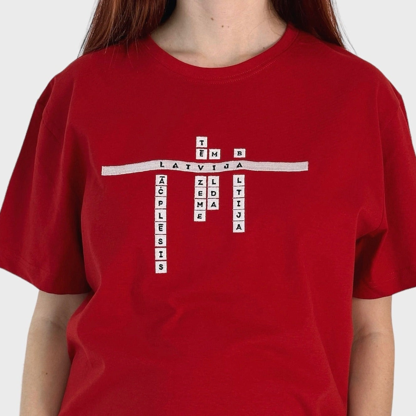 Embroidered T-shirt "Latvian crossword"