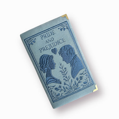 Embroidered Clutch - Pride and Prejudice - pale blue purse