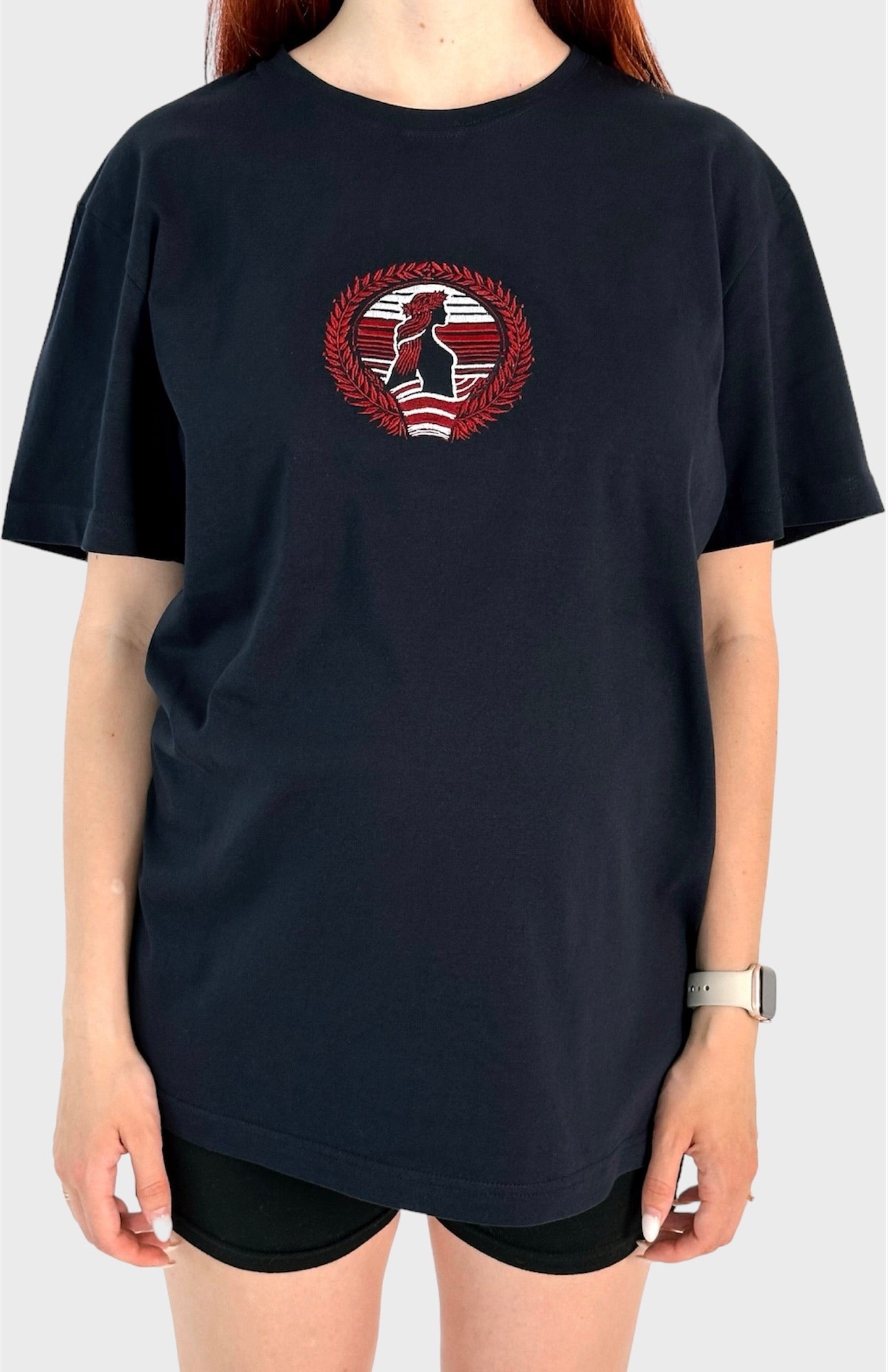 Embroidered T-shirt "Latvian flag with Milda"