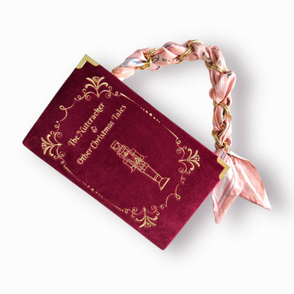 Embroidered Clutch - The Nutcracker & other Christmas Tales - burgundy purse