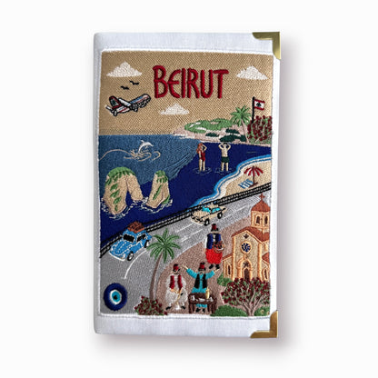 Embroidered book clutch - Beirut - Lebanon - white purse
