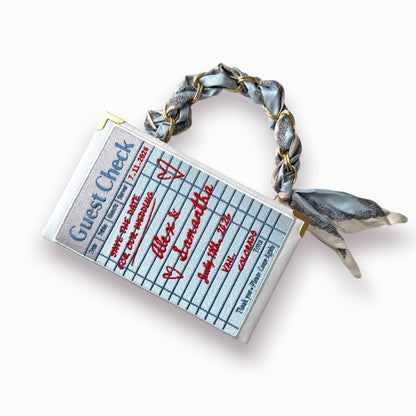 Embroidered book clutch - Love Letter - blue purse