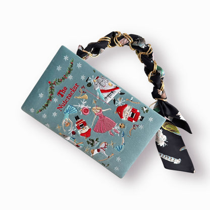 Embroidered Clutch - The Nutcracker - mint purse