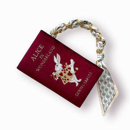 Embroidered clutch - Alice in Wonderland - white purse