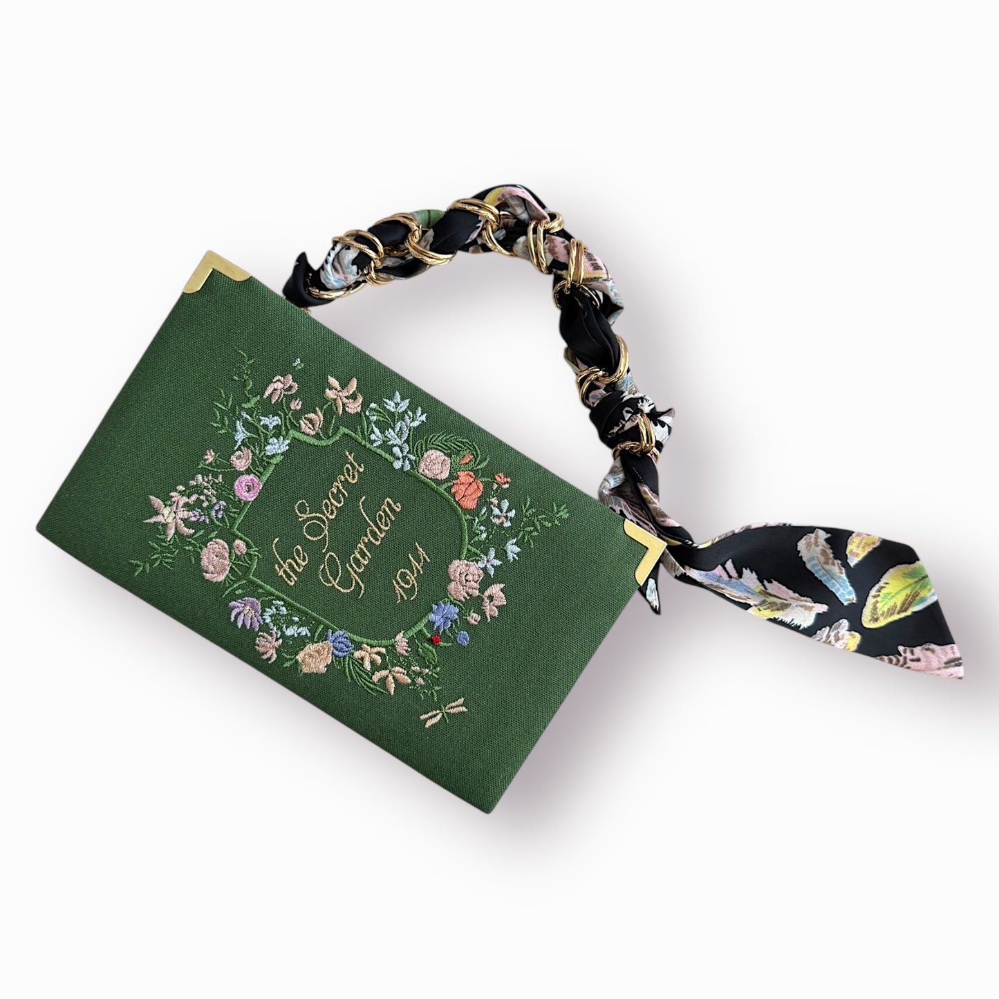 Embroidered Clutch - The Secret Garden - green purse