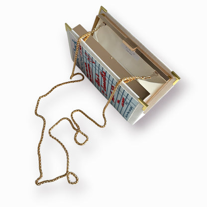 Embroidered book clutch - Love Letter - blue purse