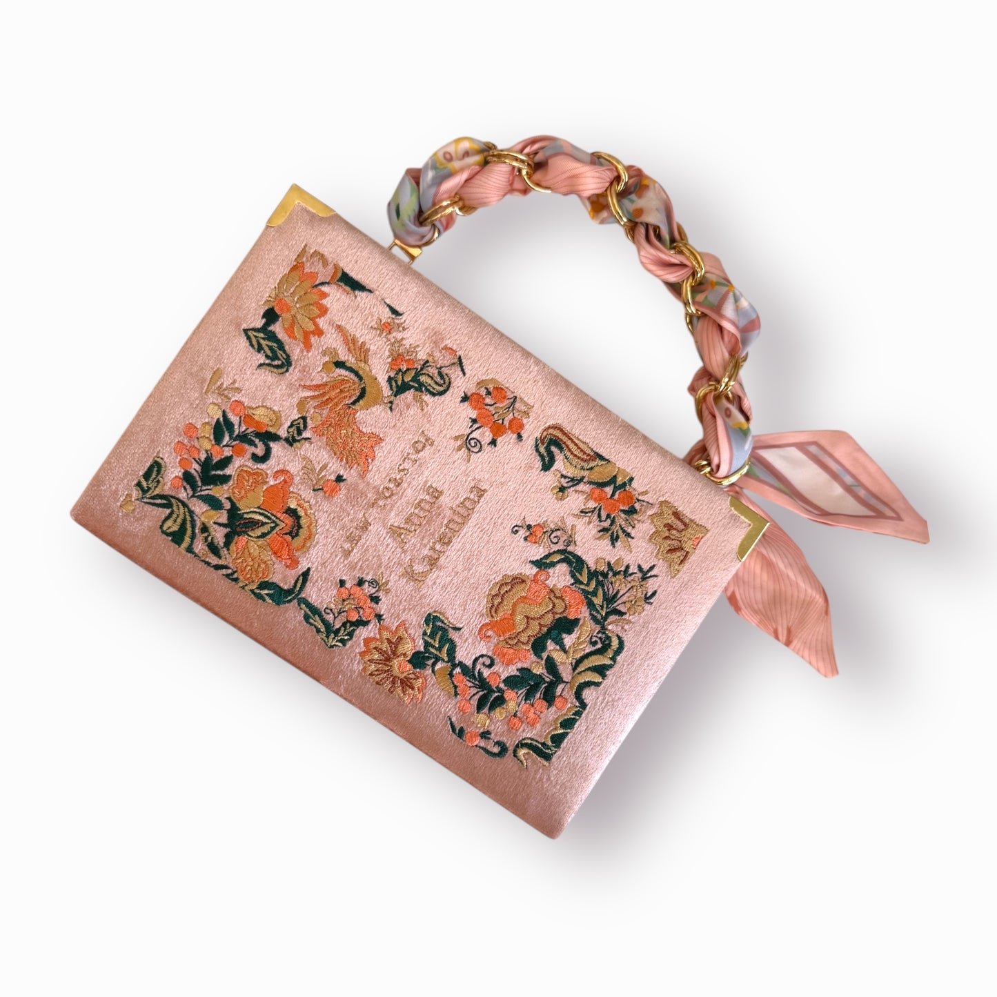 Embroidered Clutch - Anna Karenina - blush pink purse