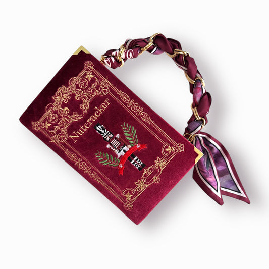 Embroidered Clutch - The Nutcracker - burgundy purse