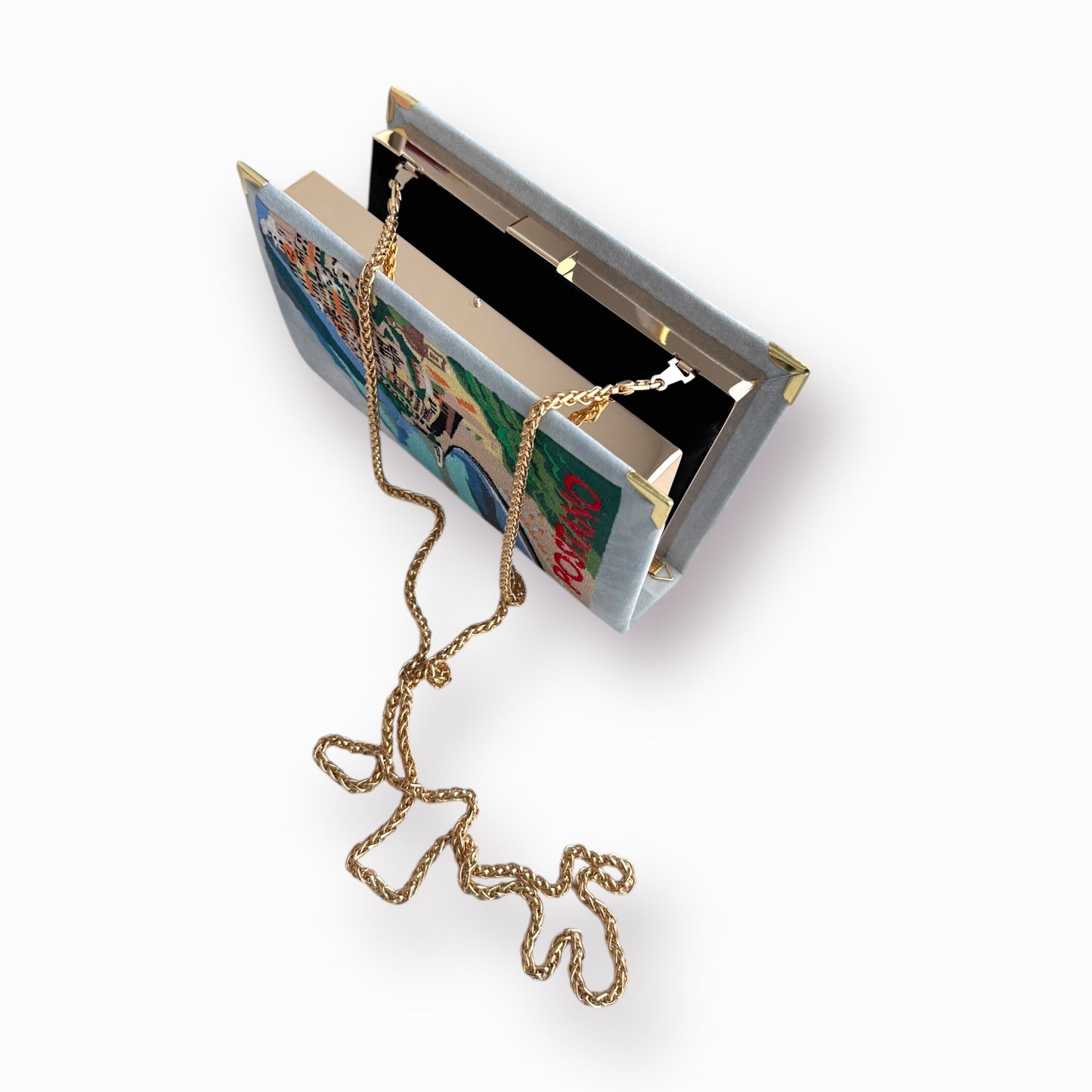 Embroidered Clutch - Positano - blue purse