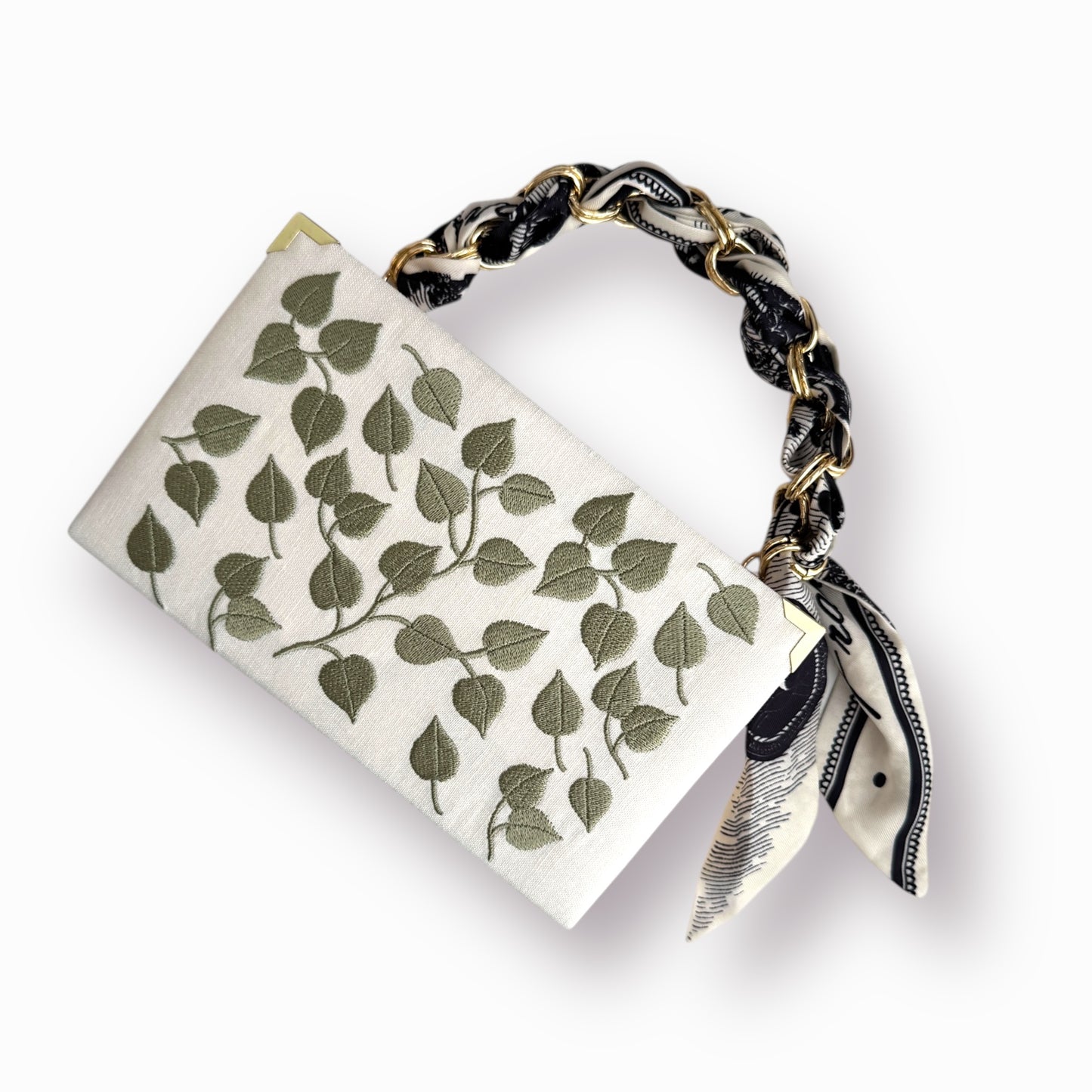 Embroidered Clutch - Botanical Muse - ivory purse