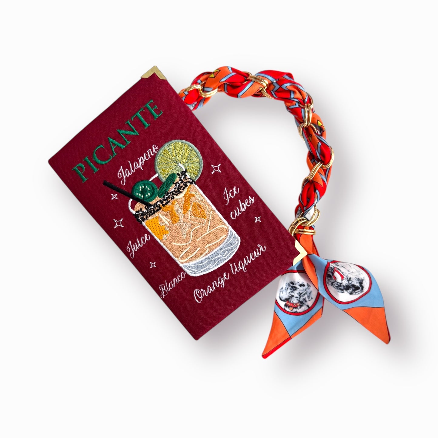 Embroidered Clutch - Picante - Spicy Margarita - red purse